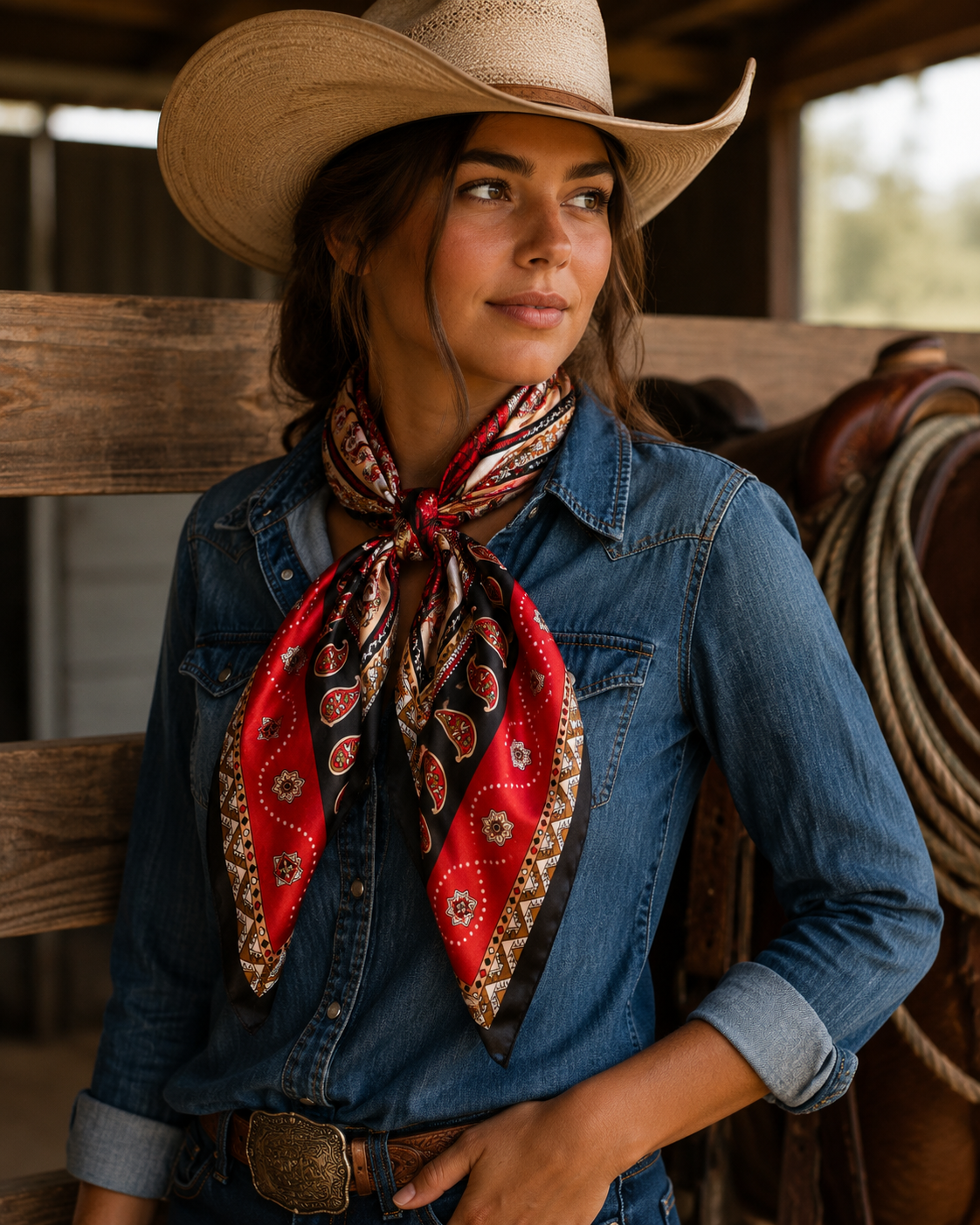 Red/black paisley wild rag