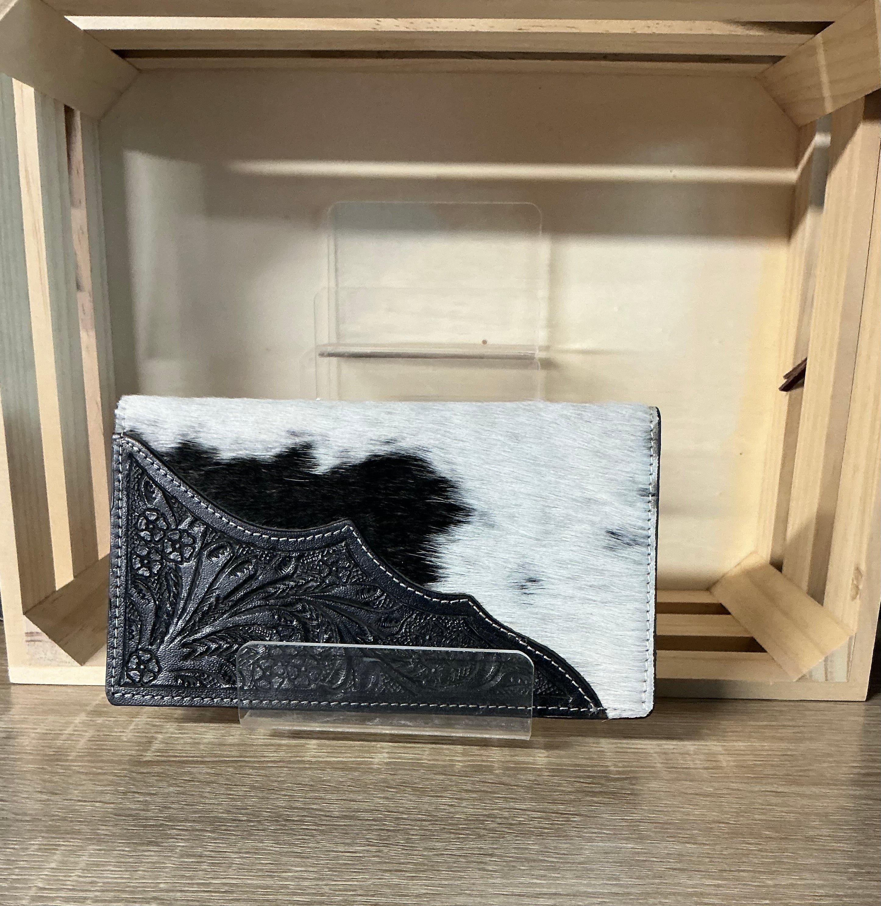 Black and white cowhide wallet
