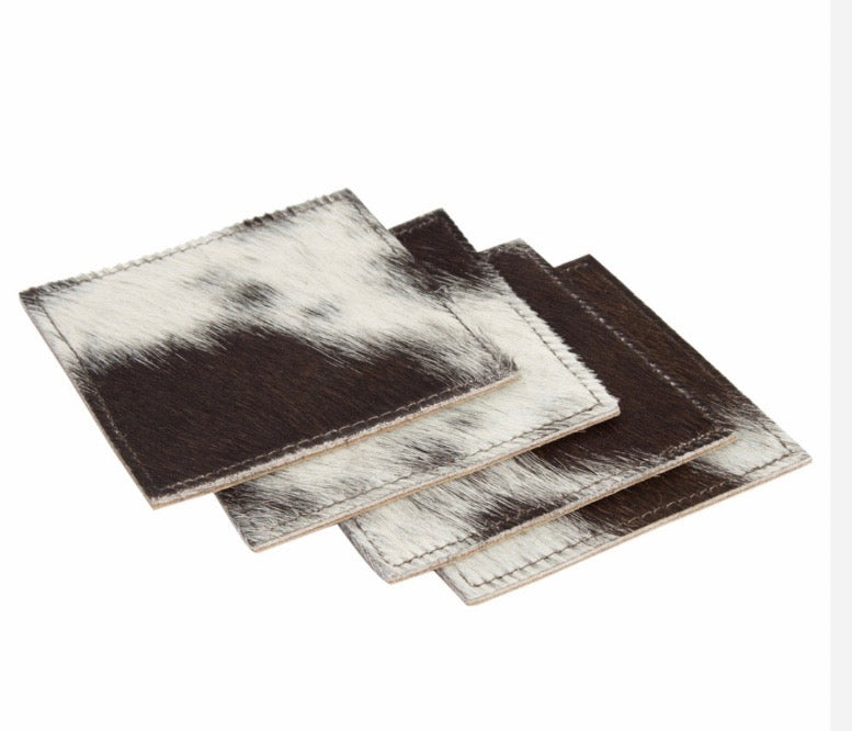 Cowhide coaster set