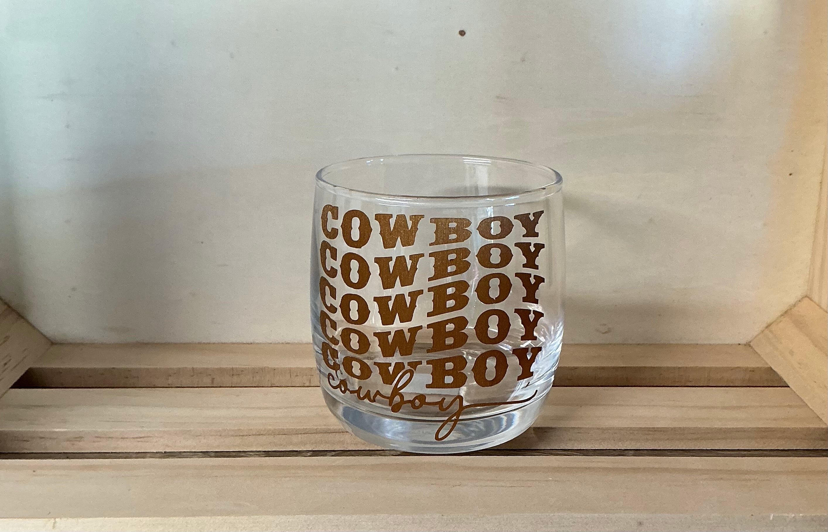 Cowboy whiskey glass gold