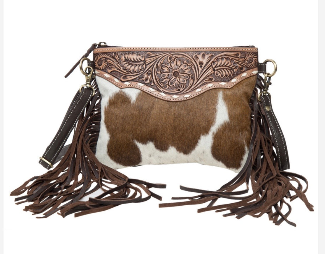 Tooling leather cowhide clutch bag