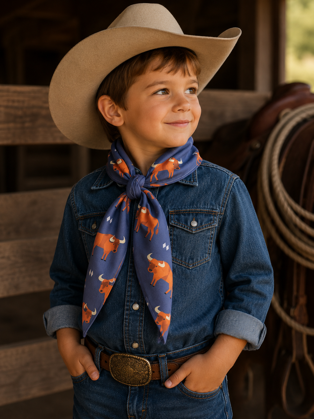 Kids wild rag buffalo blue