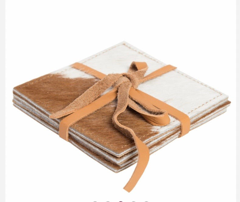 Cowhide coaster set
