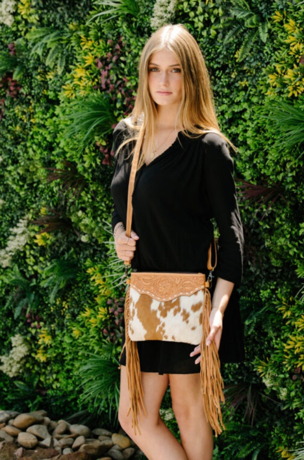 Tooling leather cowhide clutch bag