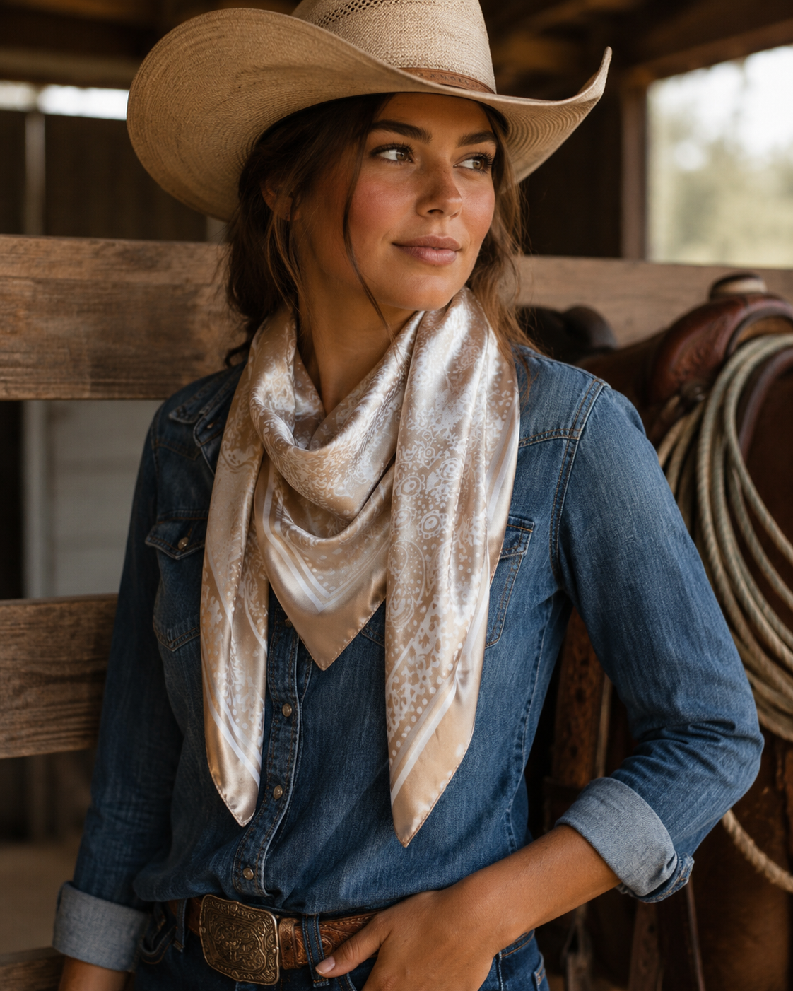 Paisley cream wild rag