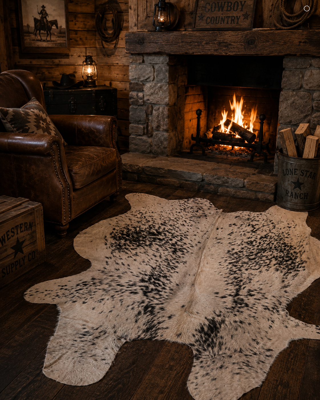 Black and white cowhide