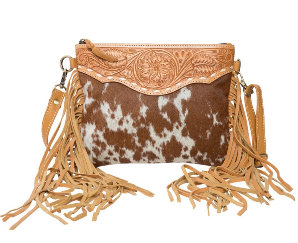 Tooling leather cowhide clutch bag