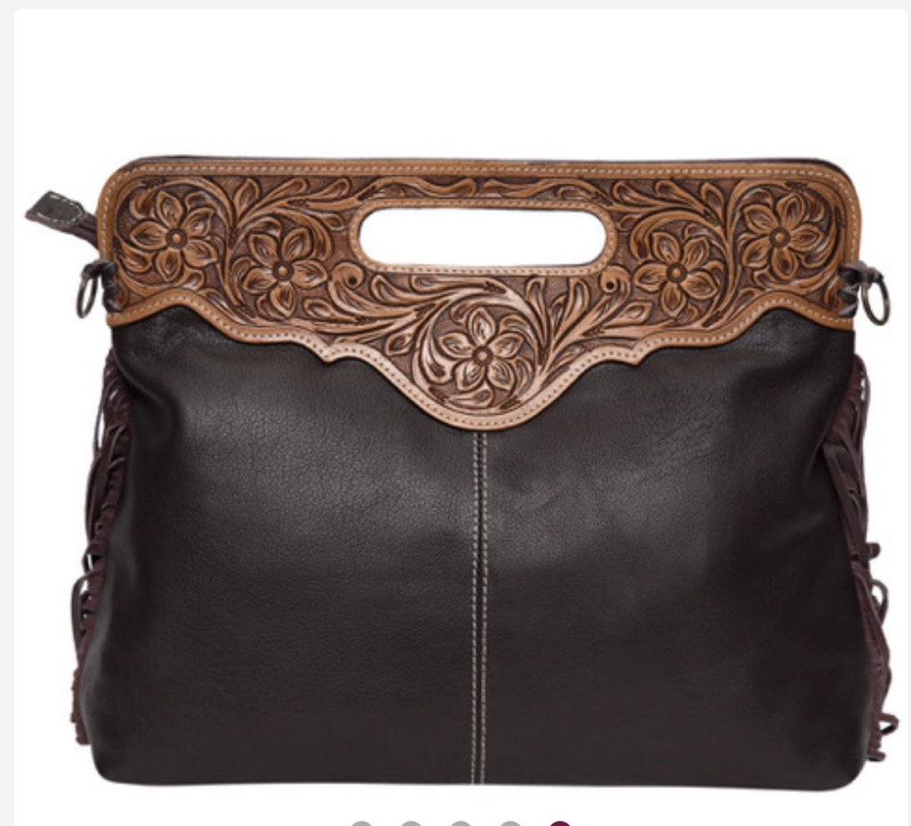 Tooling leather cowhide bag.