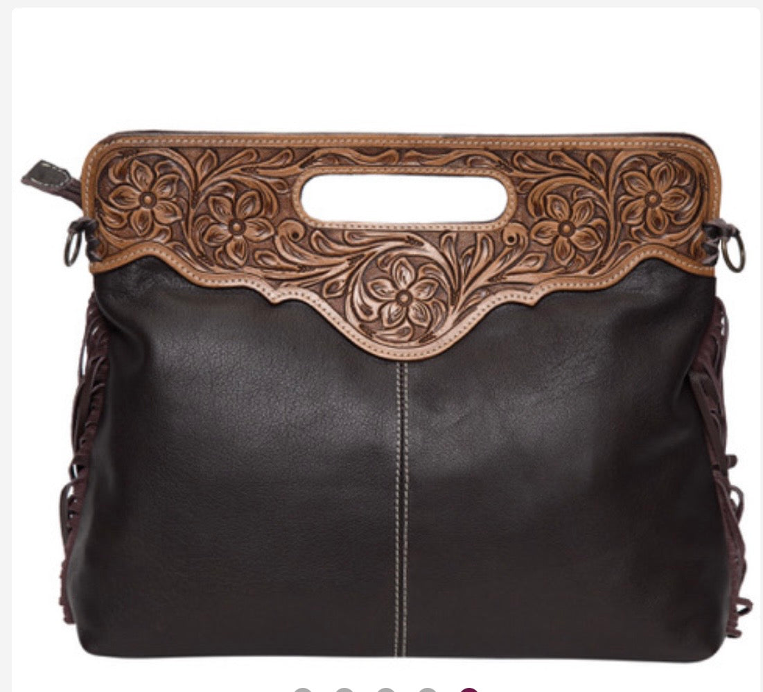 Tooling leather cowhide bag.