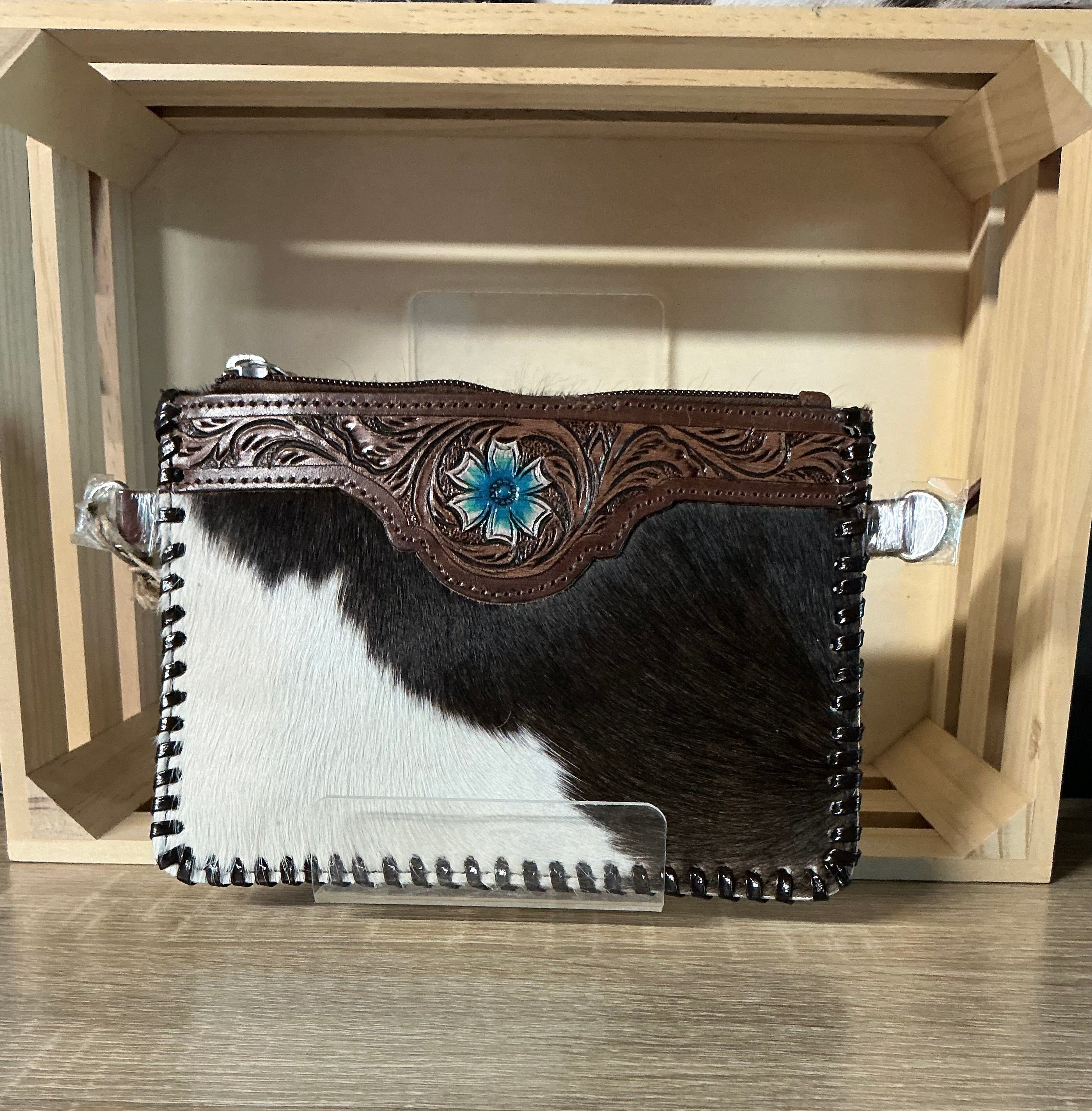 Tooled flower clutch/ bag