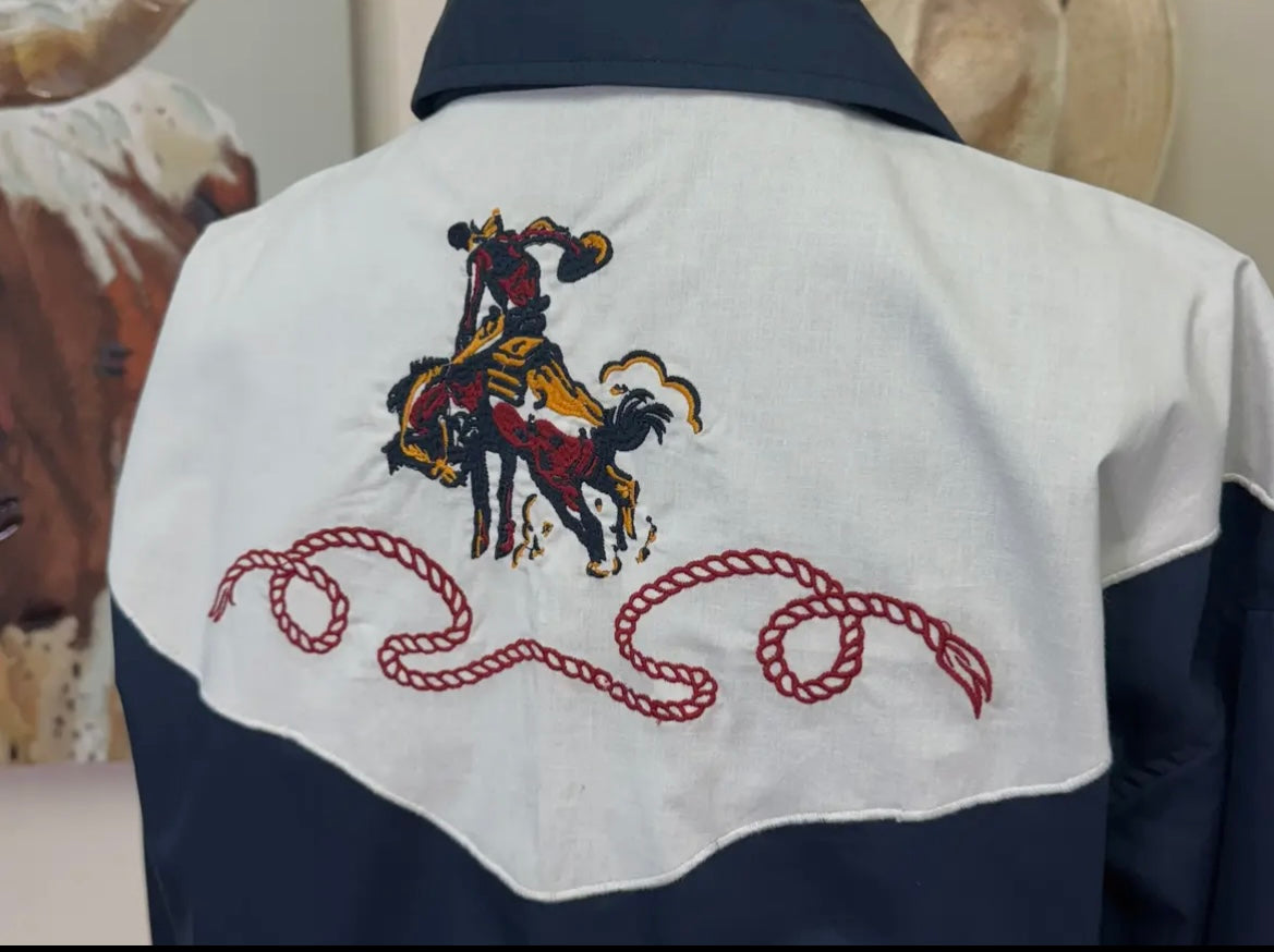 Navy Bronco Button up