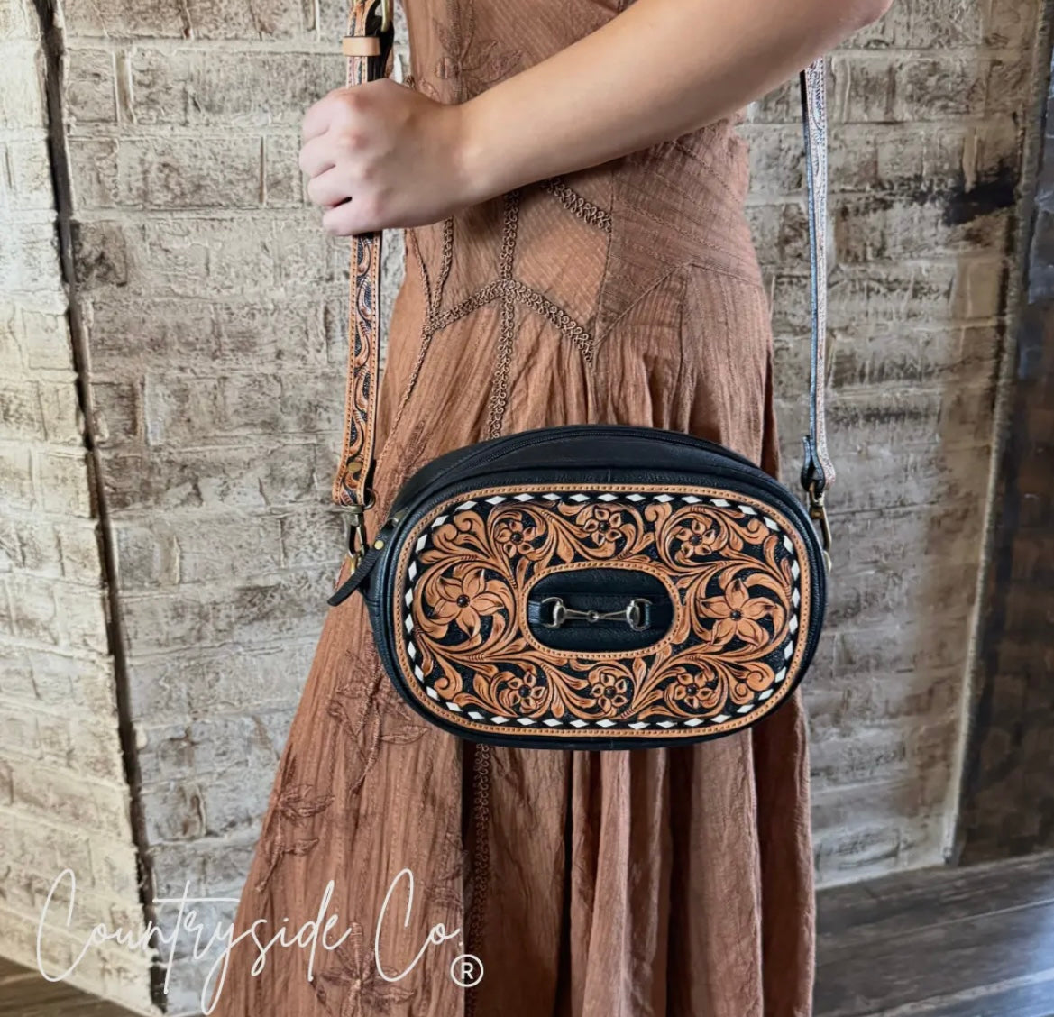 Tooled Bit leather bag