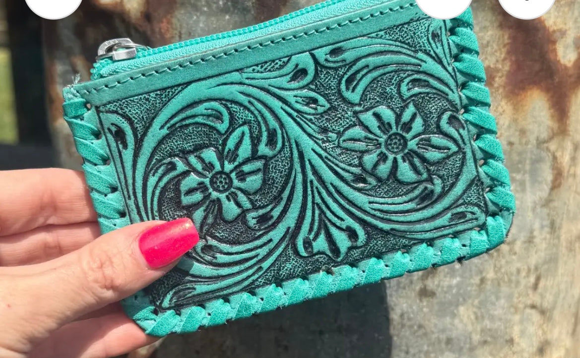 Tooled Turq coin purse