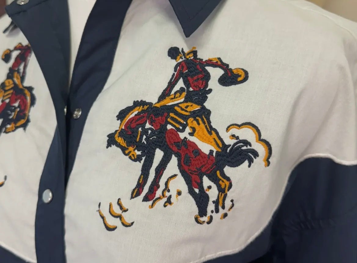 Navy Bronco Button up