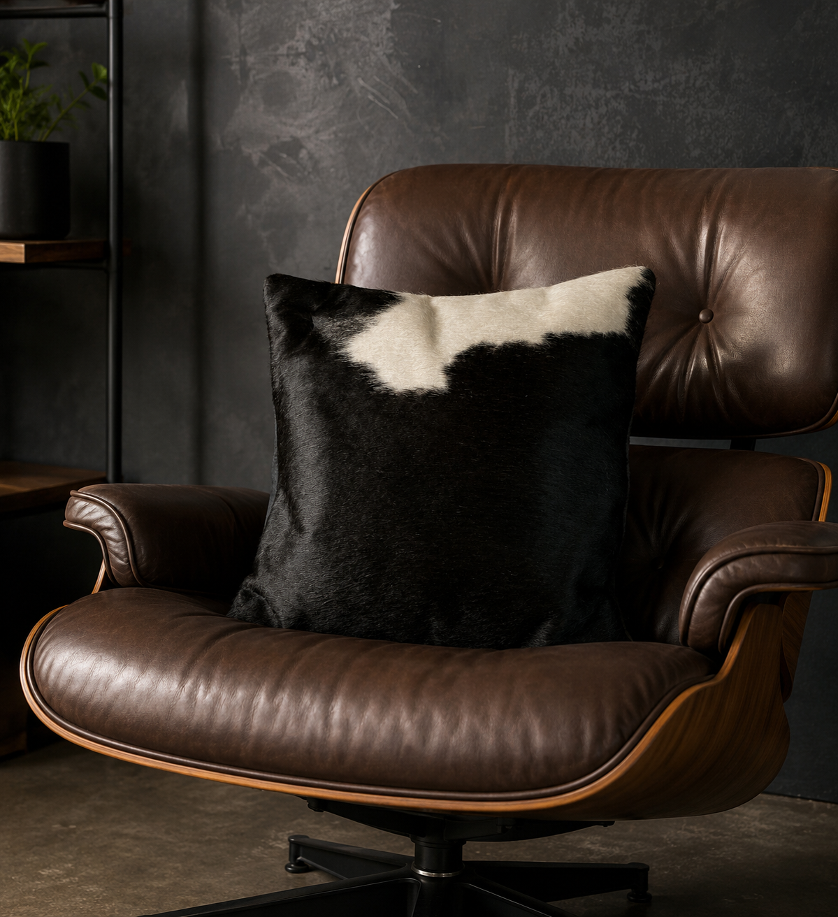 Black/ white cowhide cushion