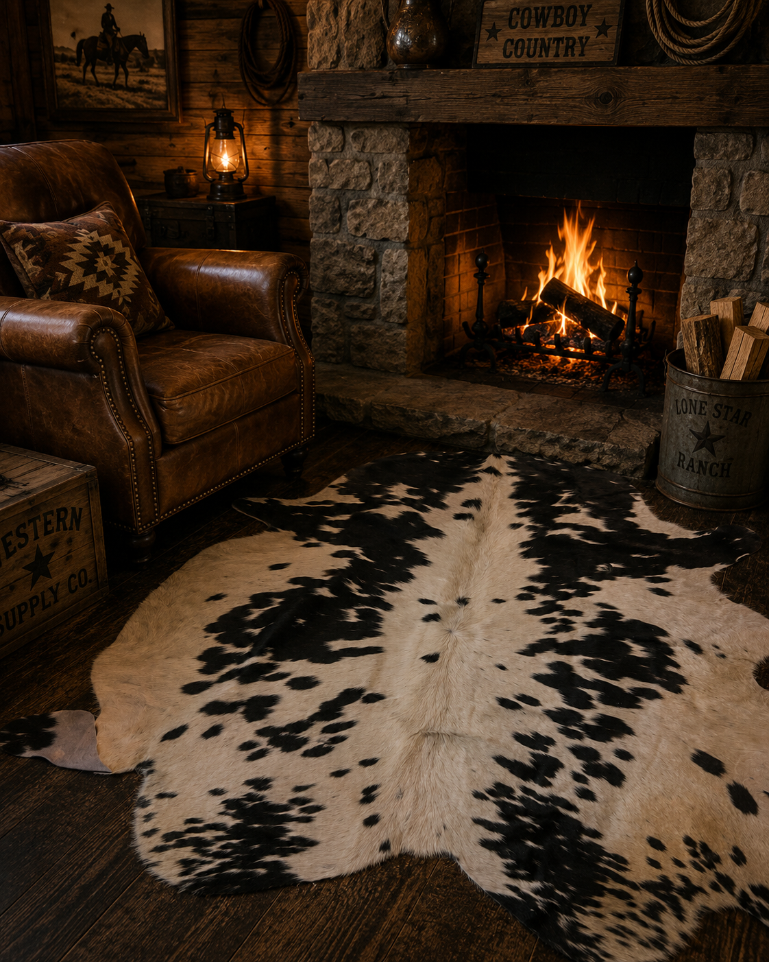 Genuine cowhide Blk/white